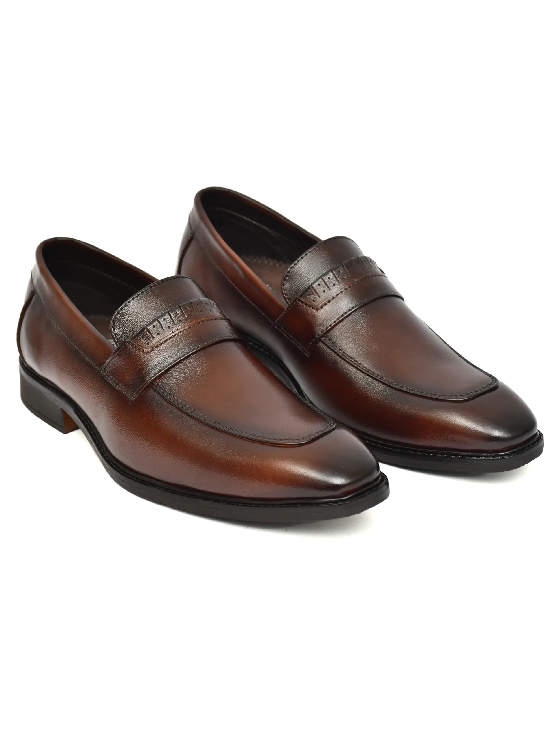 Crocohill Men's Premium Leather Penny Loafers - Comfortable Slip-On Formal Dress Shoes in Black, Brown, and Tan - Image 3