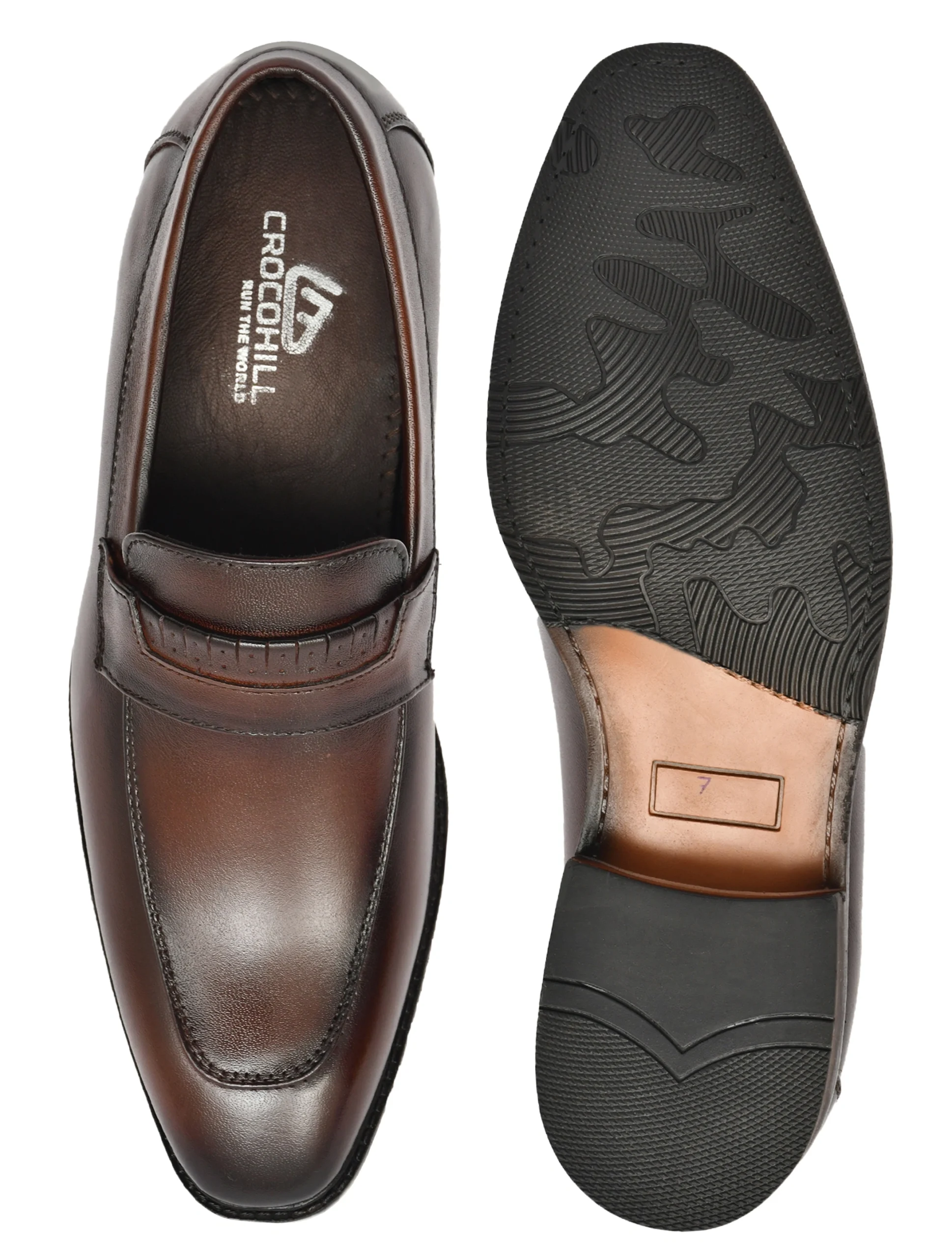 Crocohill Men's Premium Leather Penny Loafers - Comfortable Slip-On Formal Dress Shoes in Black, Brown, and Tan - Image 6