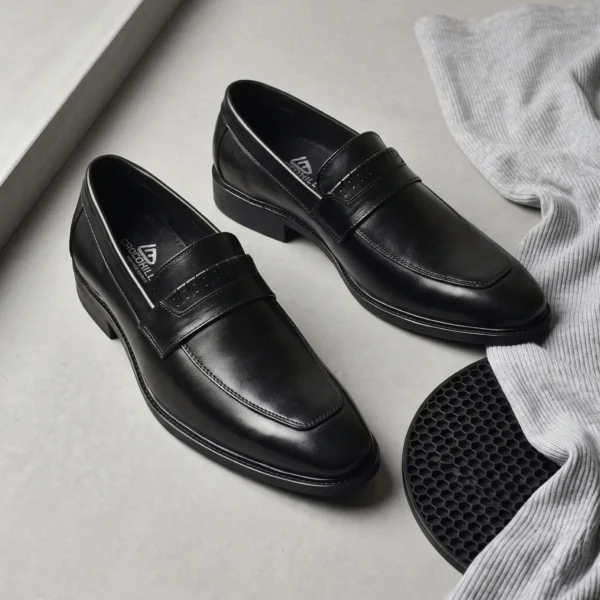 Crocohill Men's Premium Black Formal Shoes | Slip-On Penny Loafers for Office