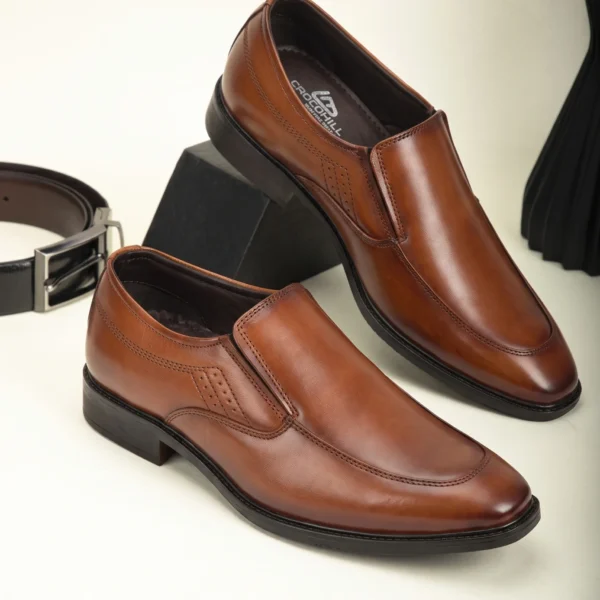 Crocohill Men's Premium Leather Slip-On Formal Shoes - Comfortable, Durable Dress Loafers in Black, Brown, and Tan