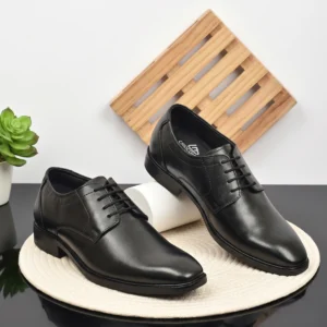 Crocohill Men's Premium Leather Derby Formal Shoes - Comfortable Classic Lace-Up Dress Shoes in Black, Brown, and Tan