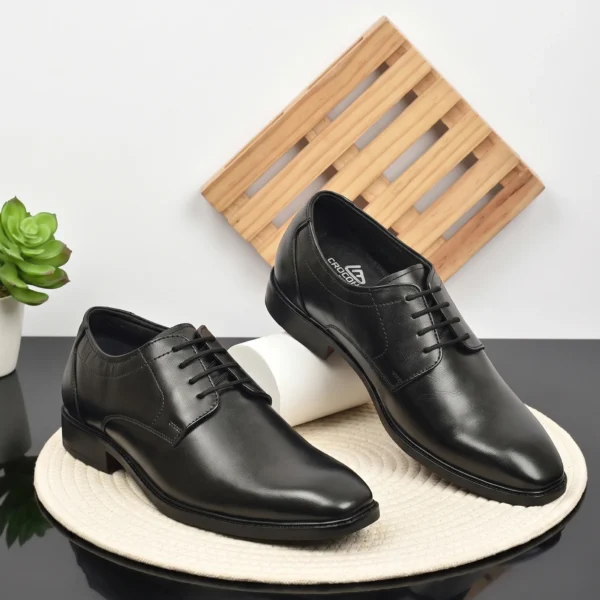 Crocohill Men's Premium Leather Derby Formal Shoes - Comfortable Classic Lace-Up Dress Shoes in Black, Brown, and Tan
